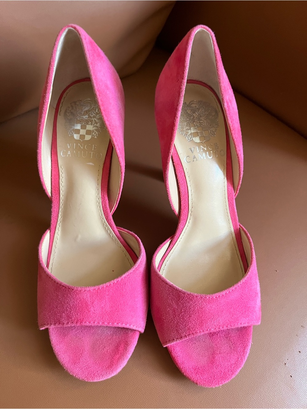 Vince Camuto Heels Open-Toe Hot Pink Suede size 6.5 - Picture 5 of 11